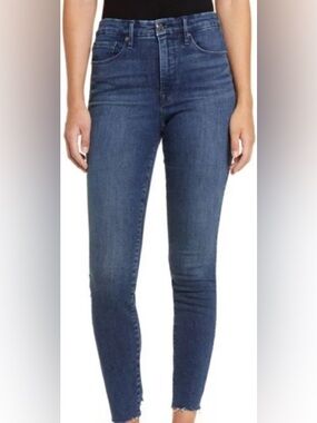 Good American Good Legs Skinny Jeans High Rise Raw Hem Blue 4/27